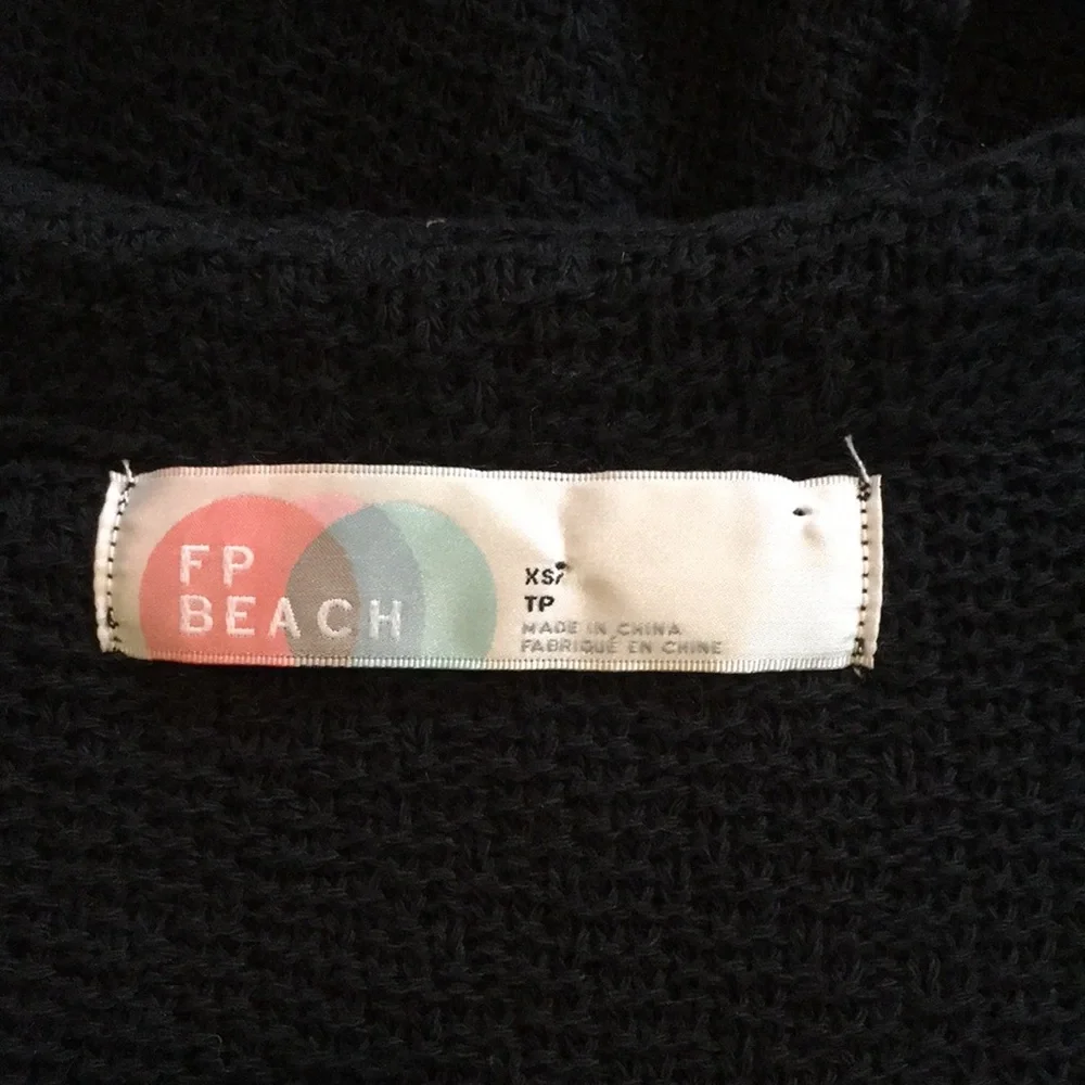 FREE PEOPLE BEACH | Black Cotton Belted Duster Cardigan Sweater